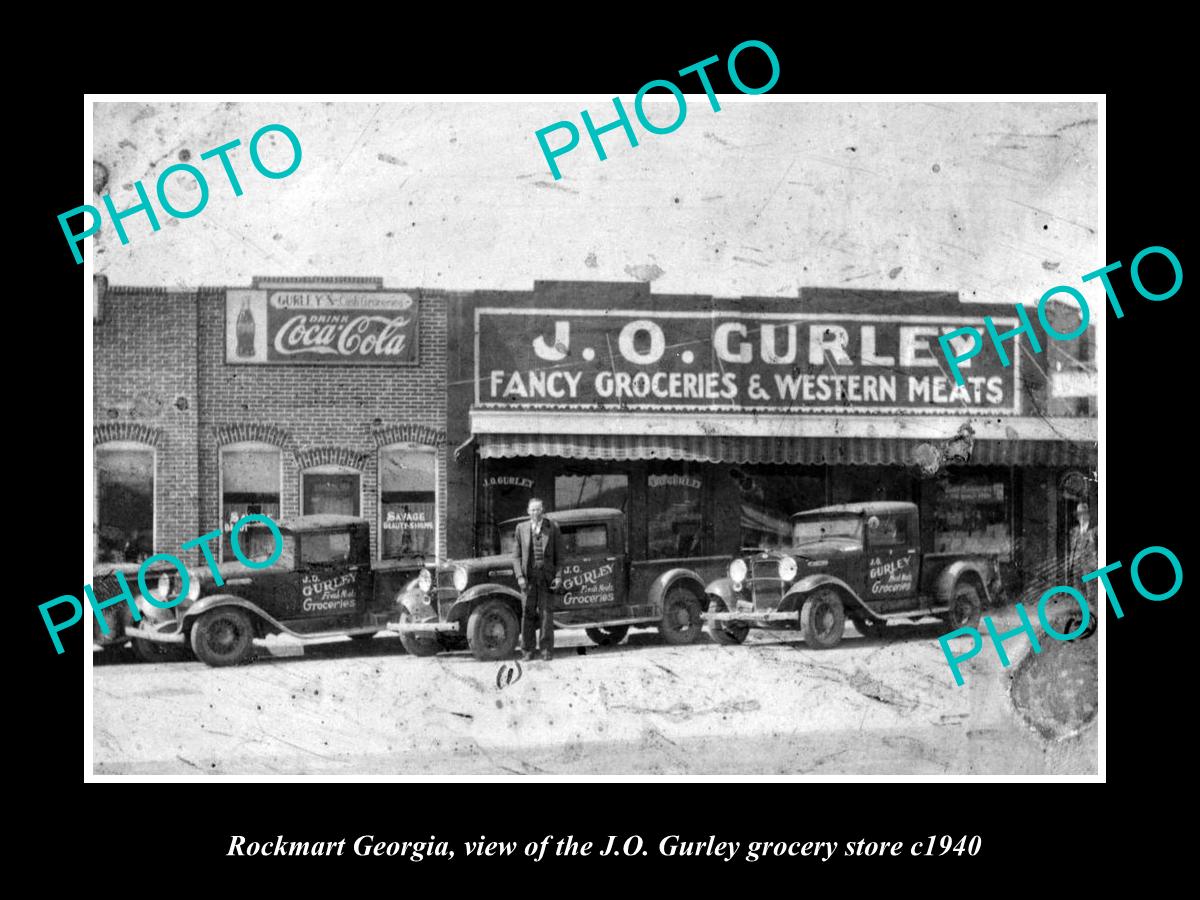 OLD LARGE HISTORIC PHOTO OF ROCKMART GEORGIA, VIEW OF THE JO GURLEY STORE c1940