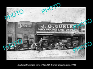 OLD LARGE HISTORIC PHOTO OF ROCKMART GEORGIA, VIEW OF THE JO GURLEY STORE c1940