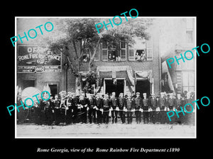 OLD LARGE HISTORIC PHOTO OF ROME GEORGIA, THE RAINBOW FIRE DEPARTMENT c1890