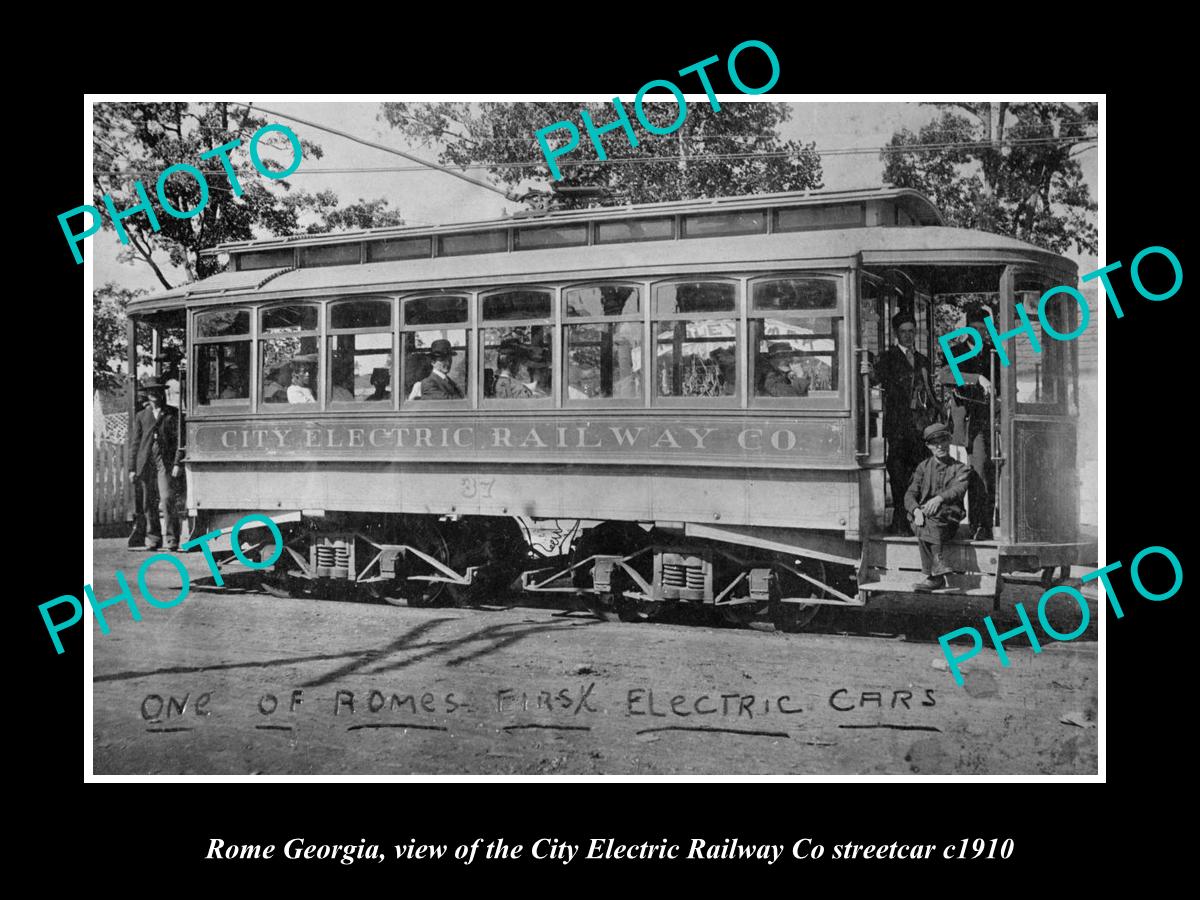 OLD LARGE HISTORIC PHOTO OF ROME GEORGIA, THE ELECTRIC RAILWAY STREET CAR c1910