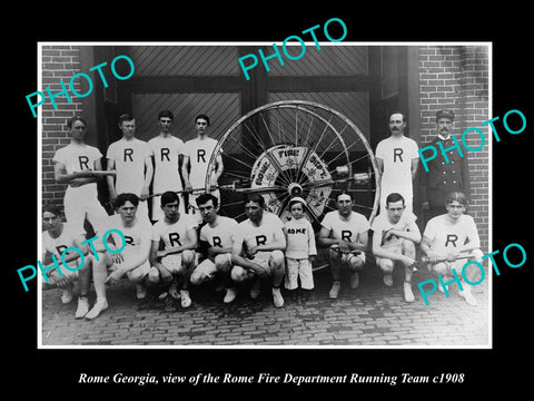 OLD LARGE HISTORIC PHOTO OF ROME GEORGIA, THE FIRE DEPARTMENT RUNNING TEAM c1908