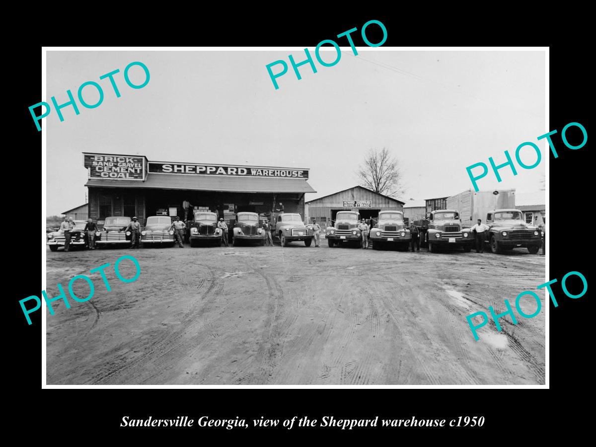 OLD LARGE HISTORIC PHOTO OF SANDERSVILLE GEORGIA, THE SHEPPARD WAREHOUSE c1950