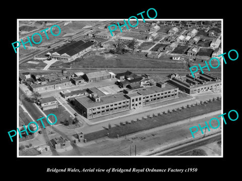 OLD LARGE HISTORIC PHOTO OF BRIDGEND WALES, AERIAL OF ORDNANCE FACTORY c1950 2