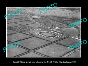 OLD LARGE HISTORIC PHOTO OF CARDIFF WALES, AERIAL VIEW WHITE CITY STADIUM c1930