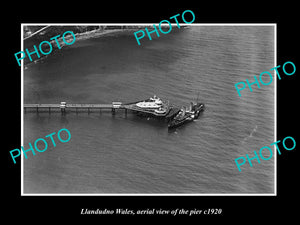 OLD LARGE HISTORIC PHOTO OF LLANDUDNO WALES, AERIAL VIEW OF THE PIER c1920