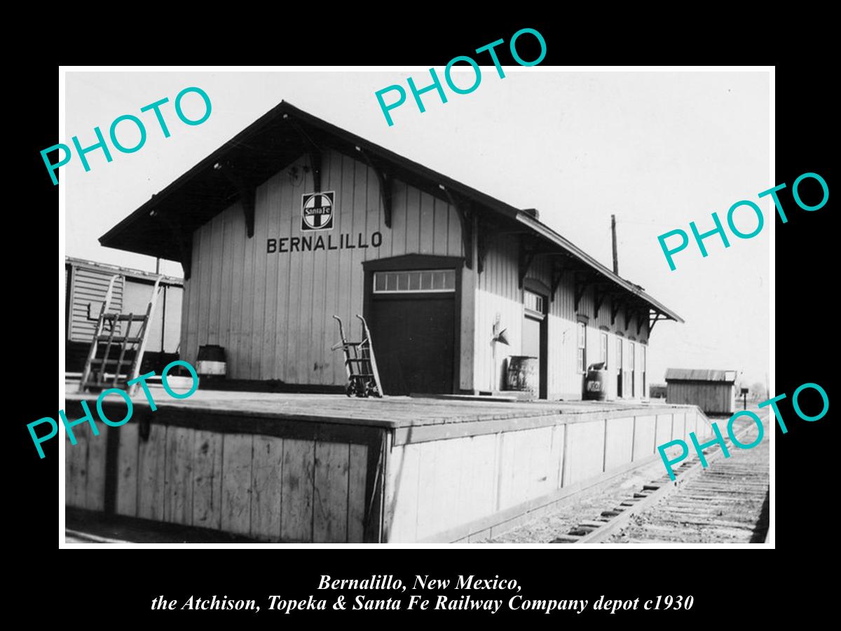 OLD LARGE HISTORIC PHOTO OF BERNALILLO NEW MEXICO SANTA FE RAILROAD DEPOT c1930