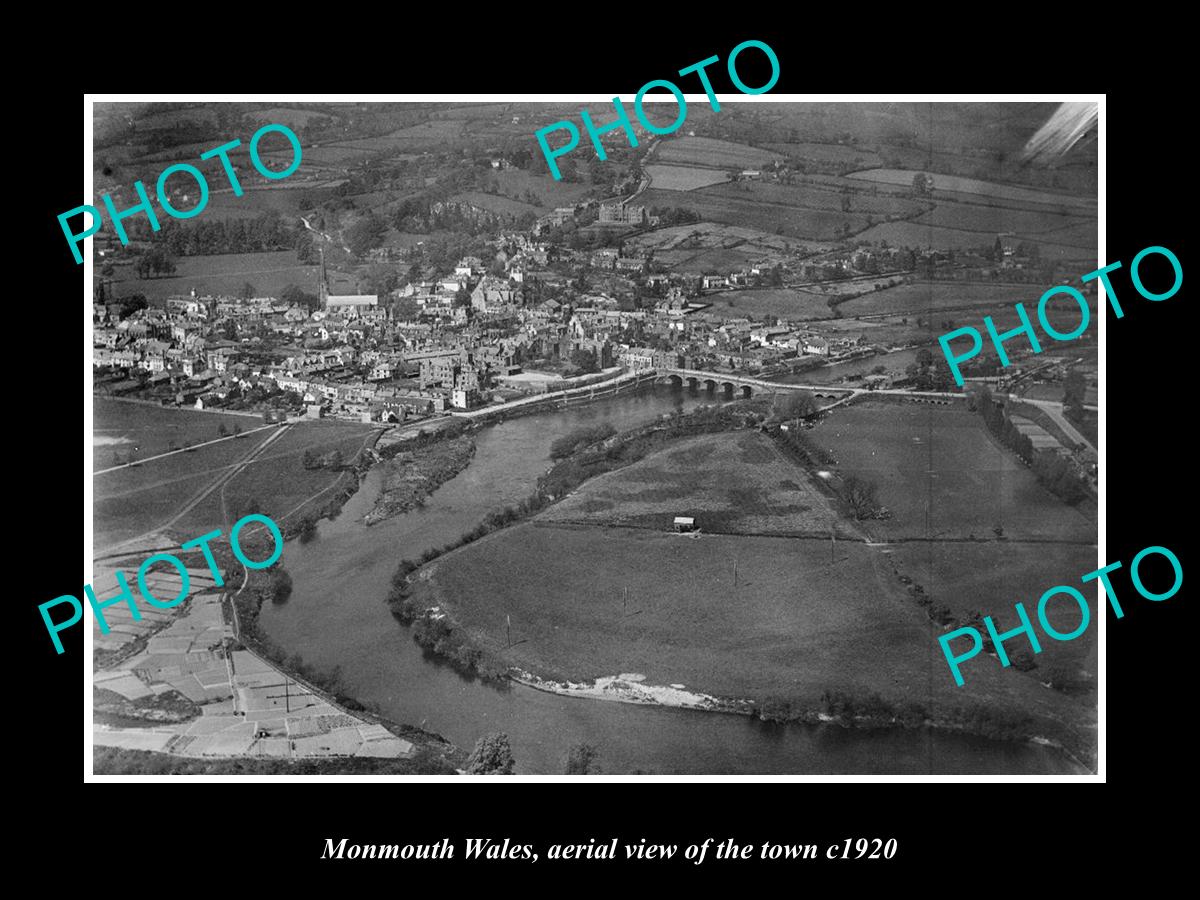 OLD LARGE HISTORIC PHOTO OF MONMOUTH WALES, AERIAL VIEW OF THE TOWN c1920 1