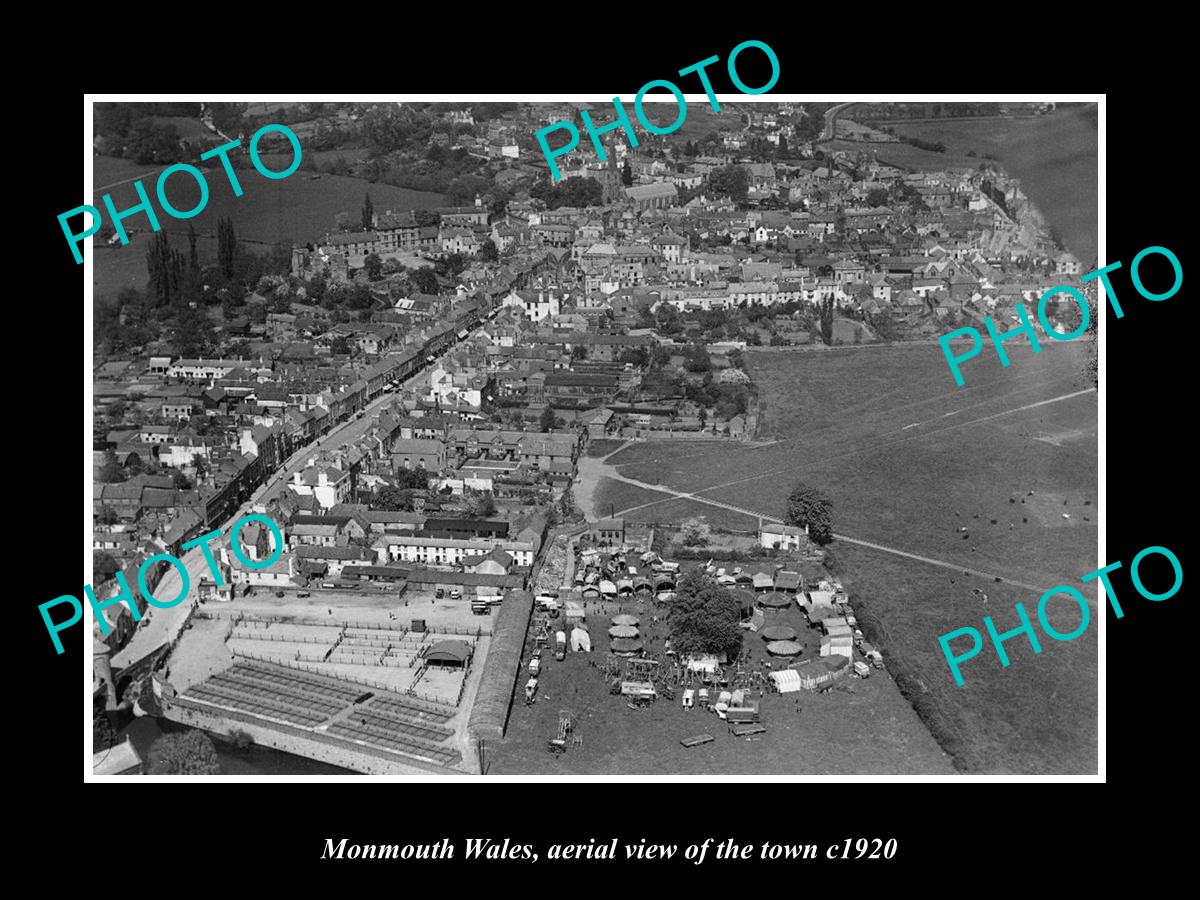 OLD LARGE HISTORIC PHOTO OF MONMOUTH WALES, AERIAL VIEW OF THE TOWN c1920 2