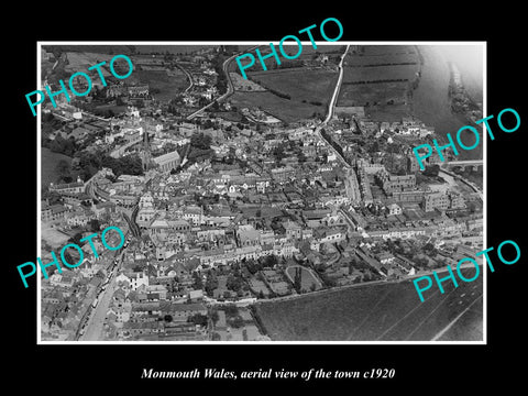 OLD LARGE HISTORIC PHOTO OF MONMOUTH WALES, AERIAL VIEW OF THE TOWN c1920 3