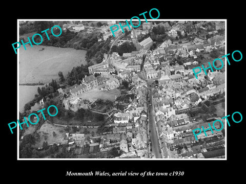 OLD LARGE HISTORIC PHOTO OF MONMOUTH WALES, AERIAL VIEW OF THE TOWN c1930 1