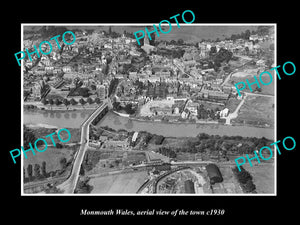 OLD LARGE HISTORIC PHOTO OF MONMOUTH WALES, AERIAL VIEW OF THE TOWN c1930 2