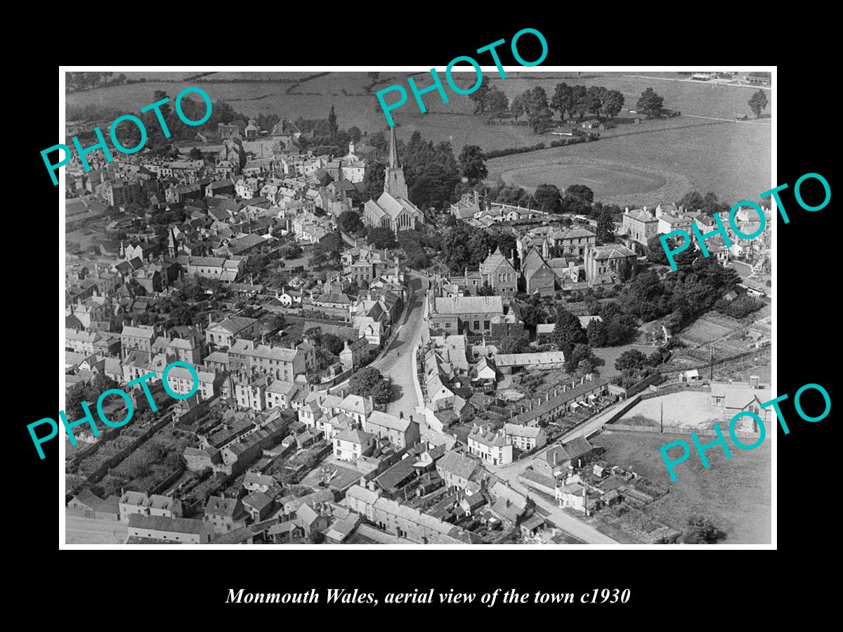 OLD LARGE HISTORIC PHOTO OF MONMOUTH WALES, AERIAL VIEW OF THE TOWN c1930 3