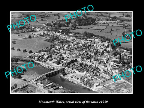 OLD LARGE HISTORIC PHOTO OF MONMOUTH WALES, AERIAL VIEW OF THE TOWN c1930 4