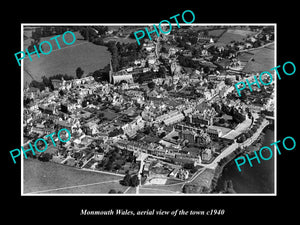 OLD LARGE HISTORIC PHOTO OF MONMOUTH WALES, AERIAL VIEW OF THE TOWN c1940