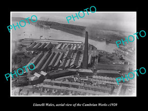 OLD LARGE HISTORIC PHOTO OF LLANELLI WALES, THE CAMBRIAN WORKS FACORY c1920