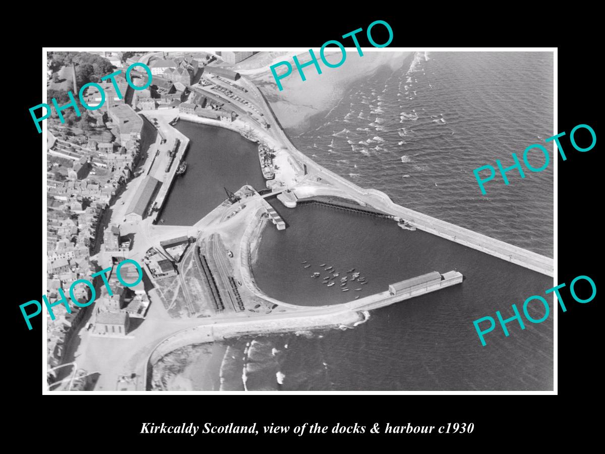 OLD LARGE HISTORIC PHOTO OF KIRKCALDY SCOTLAND, THE DOCKS & HARBOUR c1930