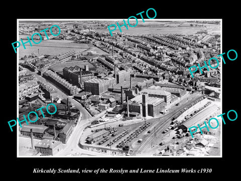 OLD LARGE HISTORIC PHOTO OF KIRKCALDY SCOTLAND, THE LINOLEUM WORKS c1930