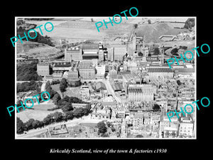 OLD LARGE HISTORIC PHOTO OF KIRKCALDY SCOTLAND, THE TOWN & FACTORIES c1930