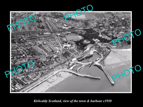 OLD LARGE HISTORIC PHOTO OF KIRKCALDY SCOTLAND, THE TOWN & HARBOUR c1950 1