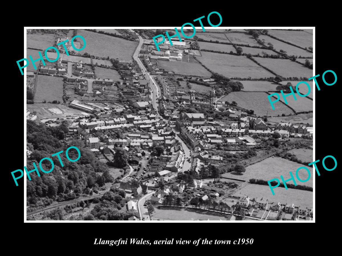 OLD LARGE HISTORIC PHOTO OF LLANGFNI WALES, AERIAL VIEW OF THE TOWN c1950 3