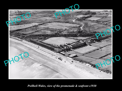 OLD LARGE HISTORIC PHOTO OF PWLLHELI WALES, THE PROMENADE & SEAFRONT c1930