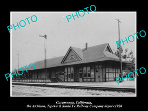 OLD LARGE HISTORIC PHOTO OF CUCAMONGA CALIFORNIA, SANTA FE RAILROAD DEPOT c1920