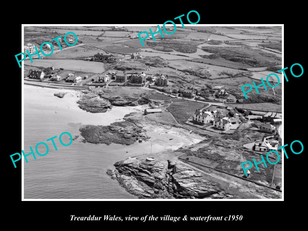 OLD LARGE HISTORIC PHOTO OF TREARDDUR WALES, THE VILLAGE & WATERFRONT c1950 1