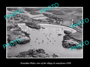 OLD LARGE HISTORIC PHOTO OF TREARDDUR WALES, THE VILLAGE & WATERFRONT c1950 2