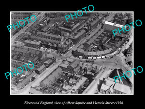 OLD LARGE HISTORIC PHOTO OF FLEETWOOD ENGLAND, ALBERT SQ & VICTORIA ST c1920