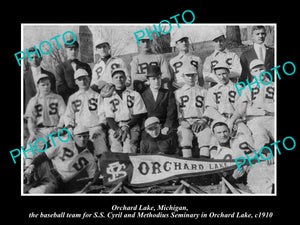 OLD LARGE HISTORIC PHOTO OF ORCHARD LAKE MICHIGAN, SEMINARY BASEBALL TEAM c1910