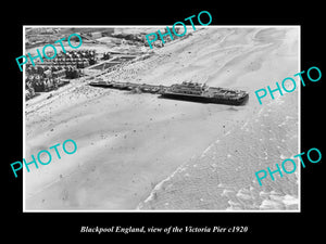 OLD LARGE HISTORIC PHOTO OF BLACKPOOL ENGLAND, VIEW OF VICTORIA PIER c1920