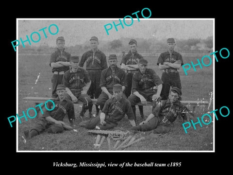 OLD LARGE HISTORIC PHOTO OF VICKSBURG MISSISSIPPI, THE TOWN BASEBALL TEAM c1895