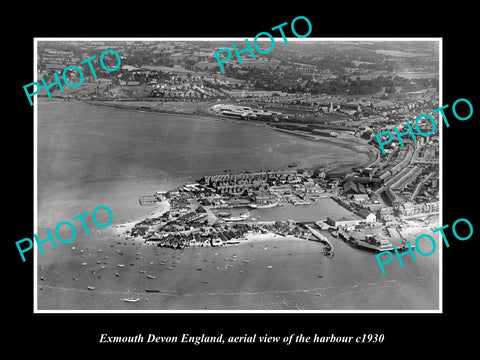 OLD LARGE HISTORIC PHOTO OF EXMOUTH DEVON ENGLAND, VIEW OF THE HAROUR c1930