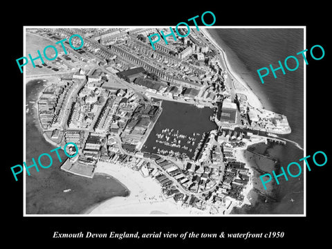 OLD LARGE HISTORIC PHOTO OF EXMOUTH DEVON ENGLAND, THE TOWN & SEAFRONT c1950 1