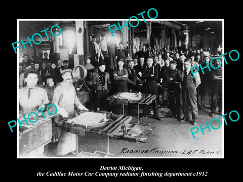 OLD LARGE HISTORIC PHOTO OF DETROIT, CADILLAC MOTOR CAR Co RADIATOR WORKERS 1912