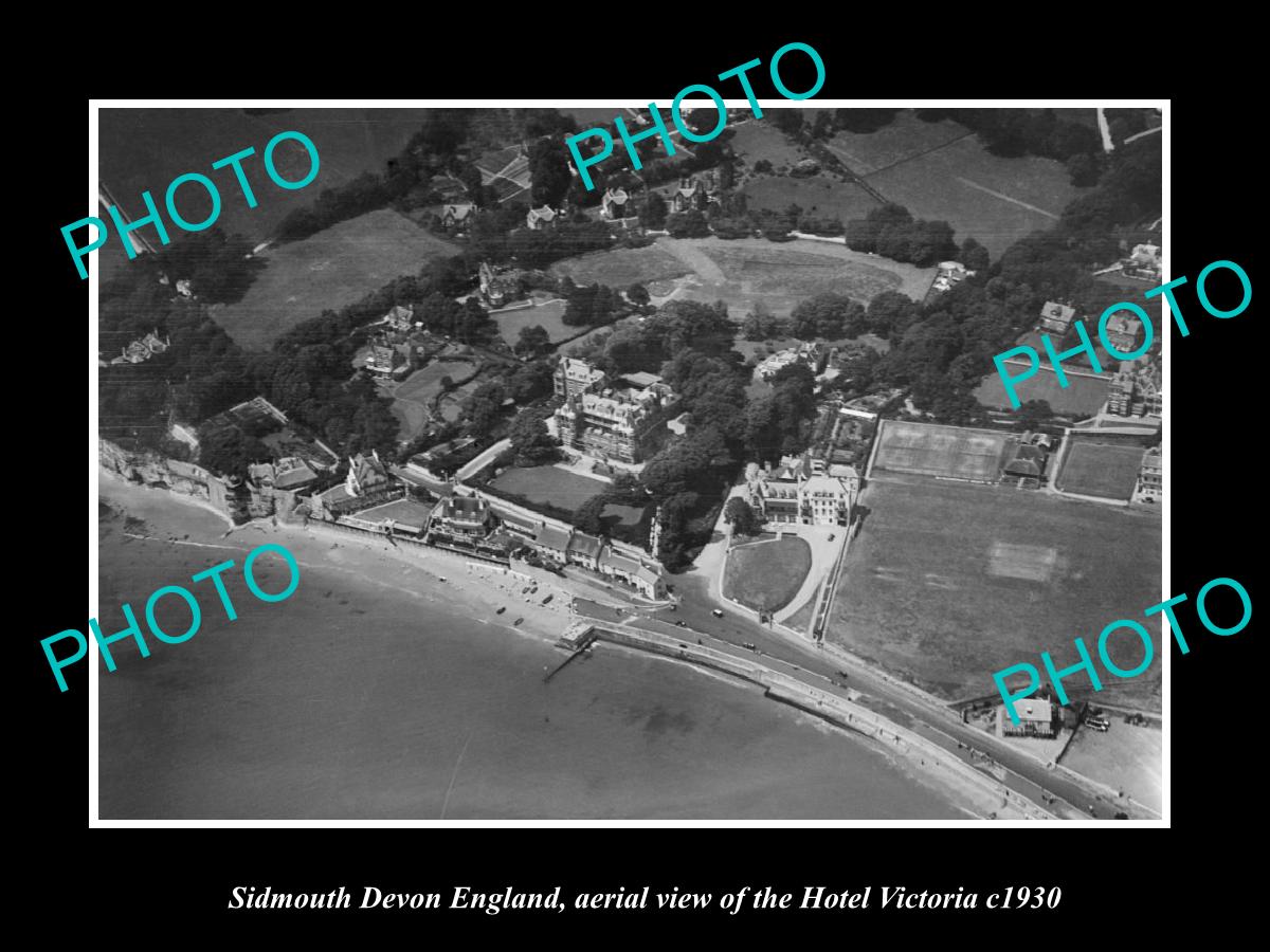 OLD LARGE HISTORIC PHOTO OF SIDMOUTH DEVON ENGLAND, VIEW OF HOTEL VICTORIA c1930