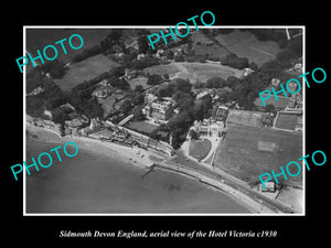 OLD LARGE HISTORIC PHOTO OF SIDMOUTH DEVON ENGLAND, VIEW OF HOTEL VICTORIA c1930