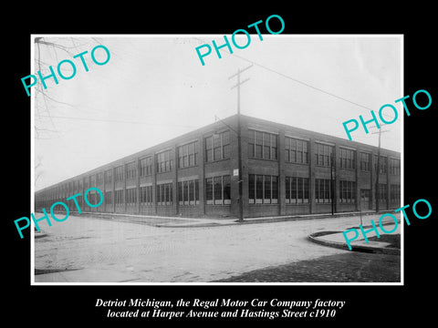 OLD LARGE HISTORIC PHOTO OF DETROIT, THE REGAL MOTOR CAR Co FACTORY c1910