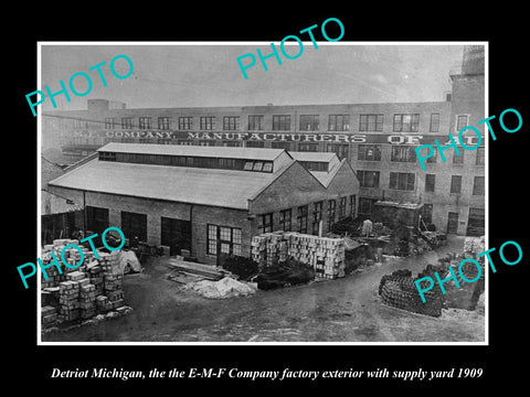 OLD LARGE HISTORIC PHOTO OF DETROIT MICHIGAN, THE EMF MOTOR CAR Co FACTORY c1909