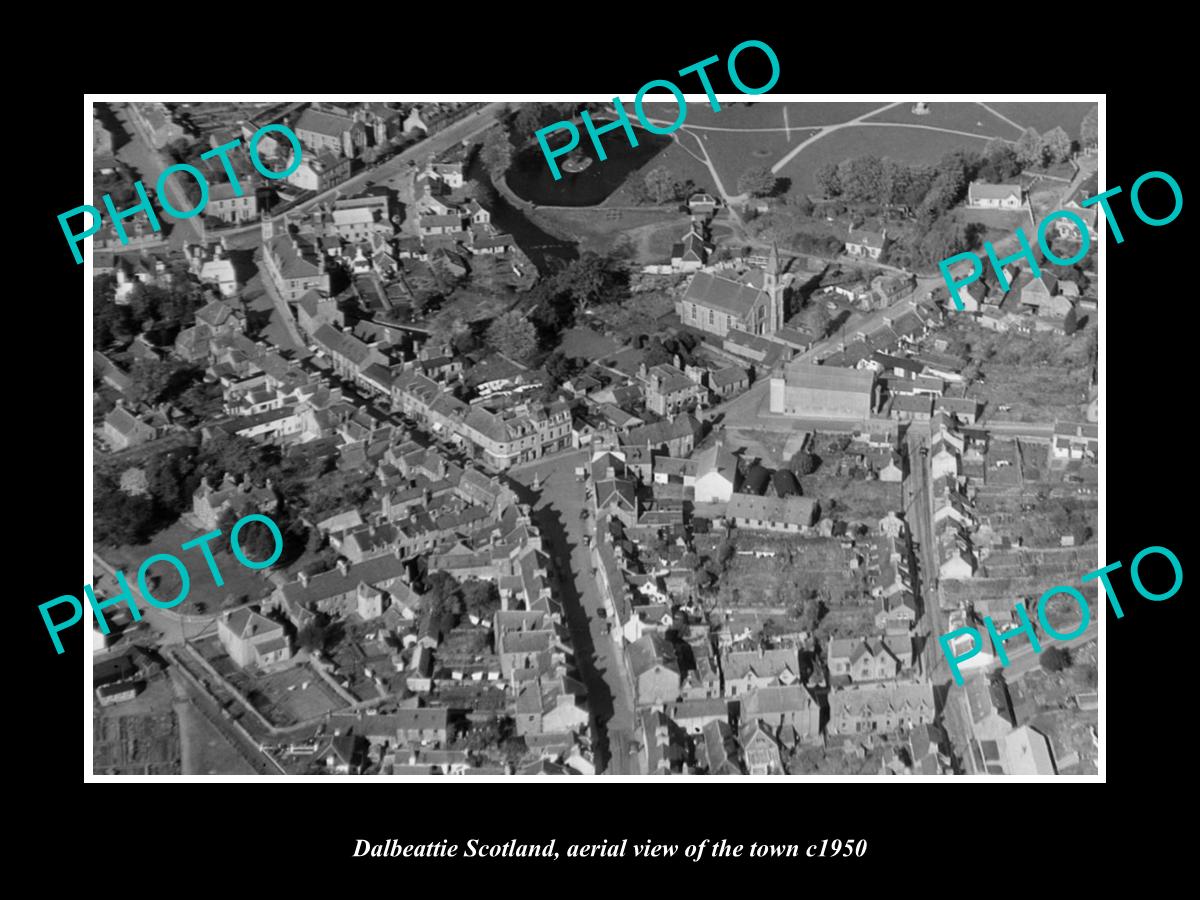 OLD LARGE HISTORIC PHOTO OF DALBEATTIE SCOTLAND, AERIAL VIEW OF THE TOWN c1950 3