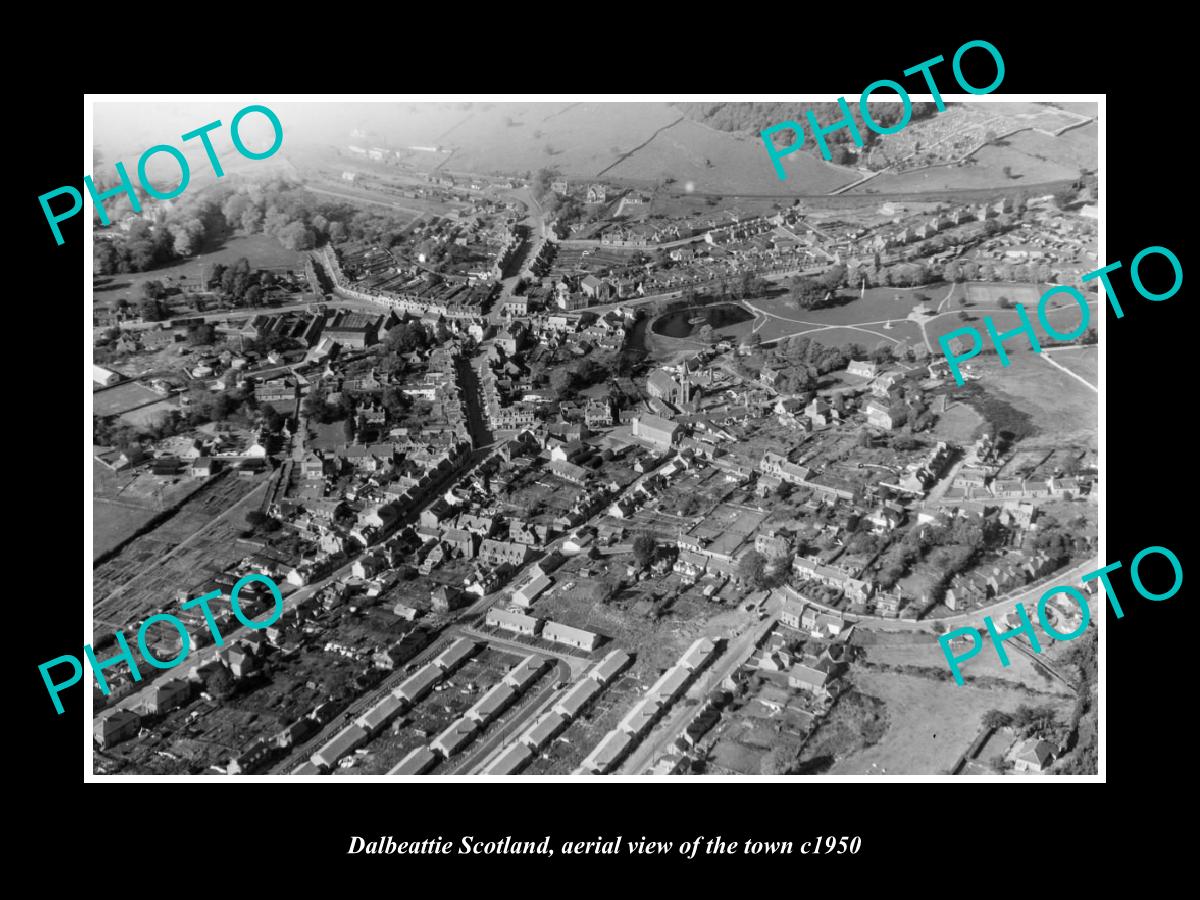 OLD LARGE HISTORIC PHOTO OF DALBEATTIE SCOTLAND, AERIAL VIEW OF THE TOWN c1950 4