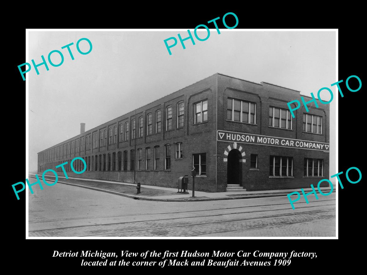 OLD LARGE HISTORIC PHOTO OF DETROIT MICHIGAN, HUDSON MOTOR CAR Co FACTRY c1909