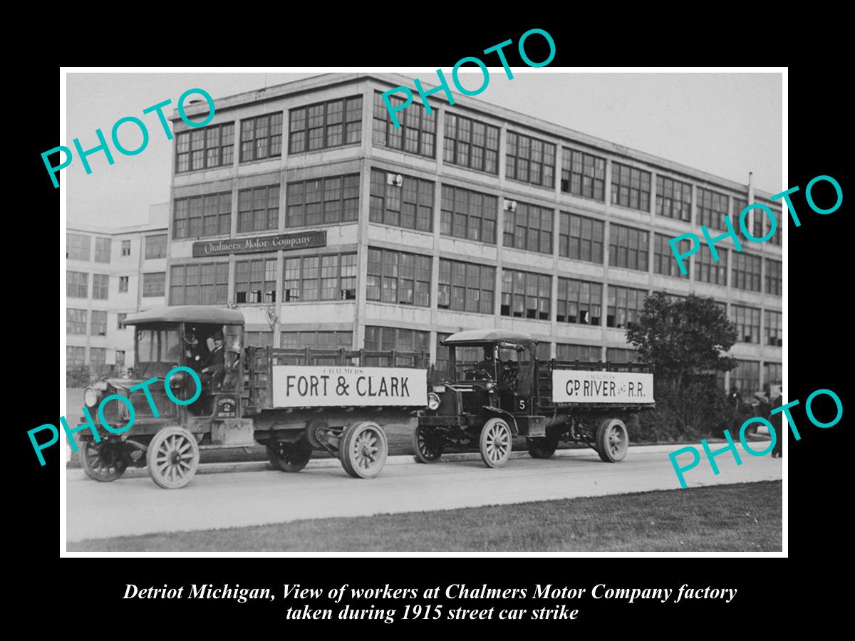 OLD LARGE HISTORIC PHOTO OF DETROIT MICHIGAN, CHALMERS MOTOR Co FACTORY c1915