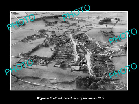 OLD LARGE HISTORIC PHOTO OF WIGTOWN SCOTLAND, AERIAL VIEW OF THE TOWN c1930 1