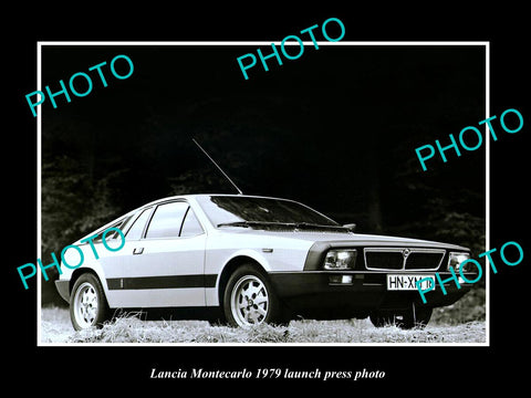 OLD LARGE HISTORIC PHOTO OF 1979 LANCIA MONTECARLO LAUNCH PRESS PHOTO