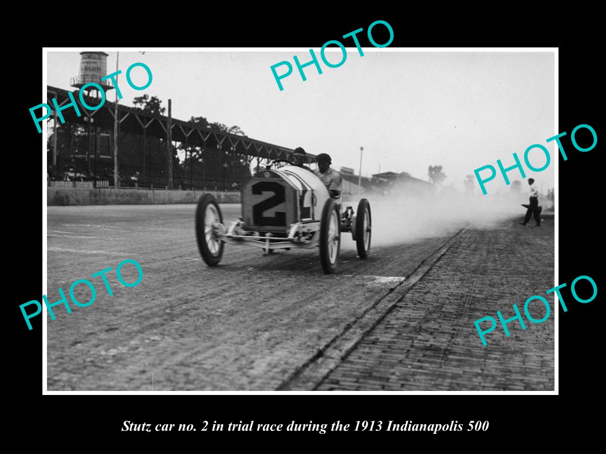 OLD LARGE HISTORIC PHOTO OF A STUTZ CAR RACING AT THE INDIANAPOLIS 500 1913