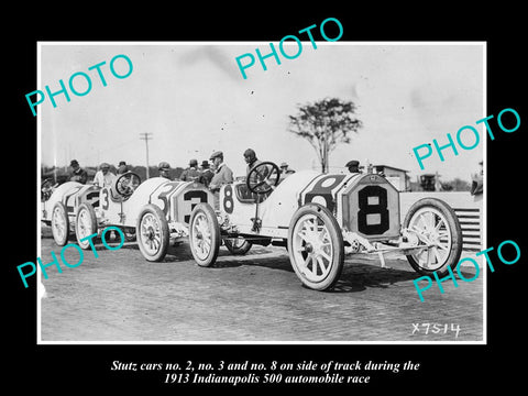 OLD LARGE HISTORIC PHOTO OF STUTZ RACING CAR TEAM AT THE INDIANAPOLIS 500 1913