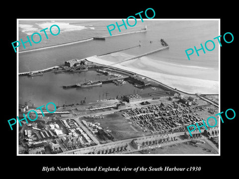 OLD HISTORIC PHOTO OF BLYTH NORTHUMBERLAND ENGLAND, VIEW OF SOUTH HARBOUR c1930