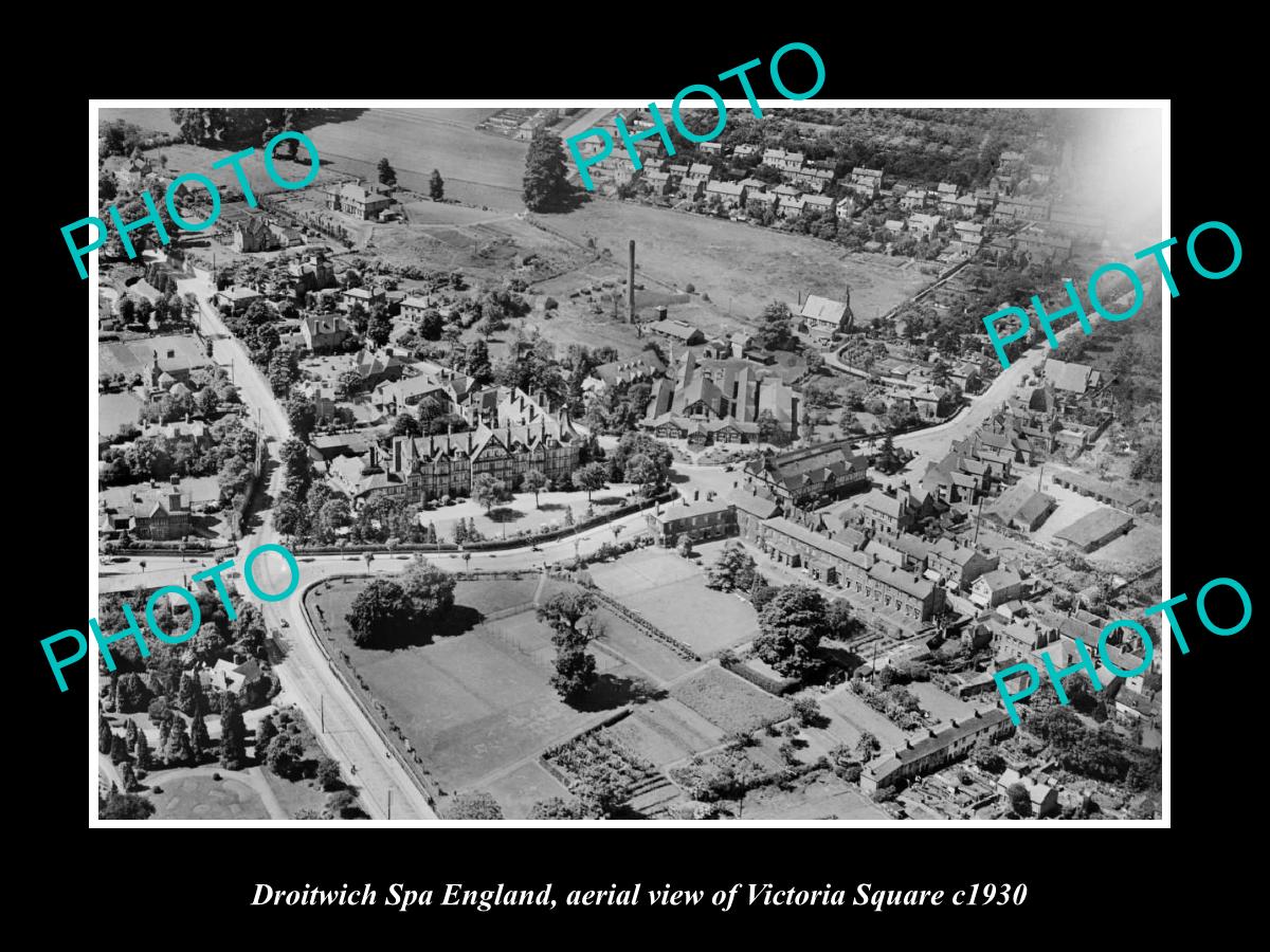 OLD LARGE HISTORIC PHOTO OF DROITWICH SPA ENGLAND, VIEW OF VICTORIA SQUARE c1930