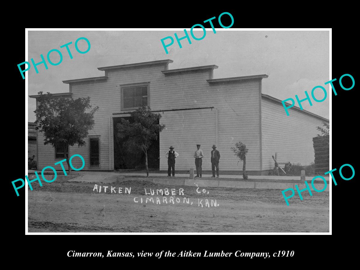 OLD LARGE HISTORIC PHOTO OF CIMARRON KANSAS, VIEW OF THE LUMBER Co STORE c1910